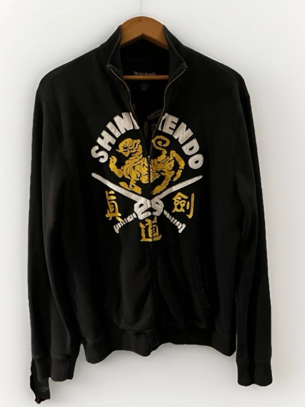 Lucky Brand Shinkendo Martial Arts Cotton Zip Sweatshirt Jacket Black RARE! M